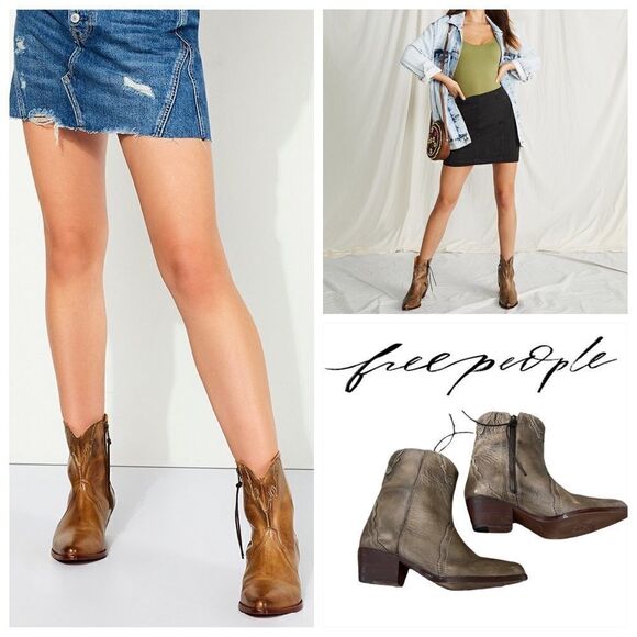 New Frontier Leather Block Heel Western Booties - Picture 1 of 12